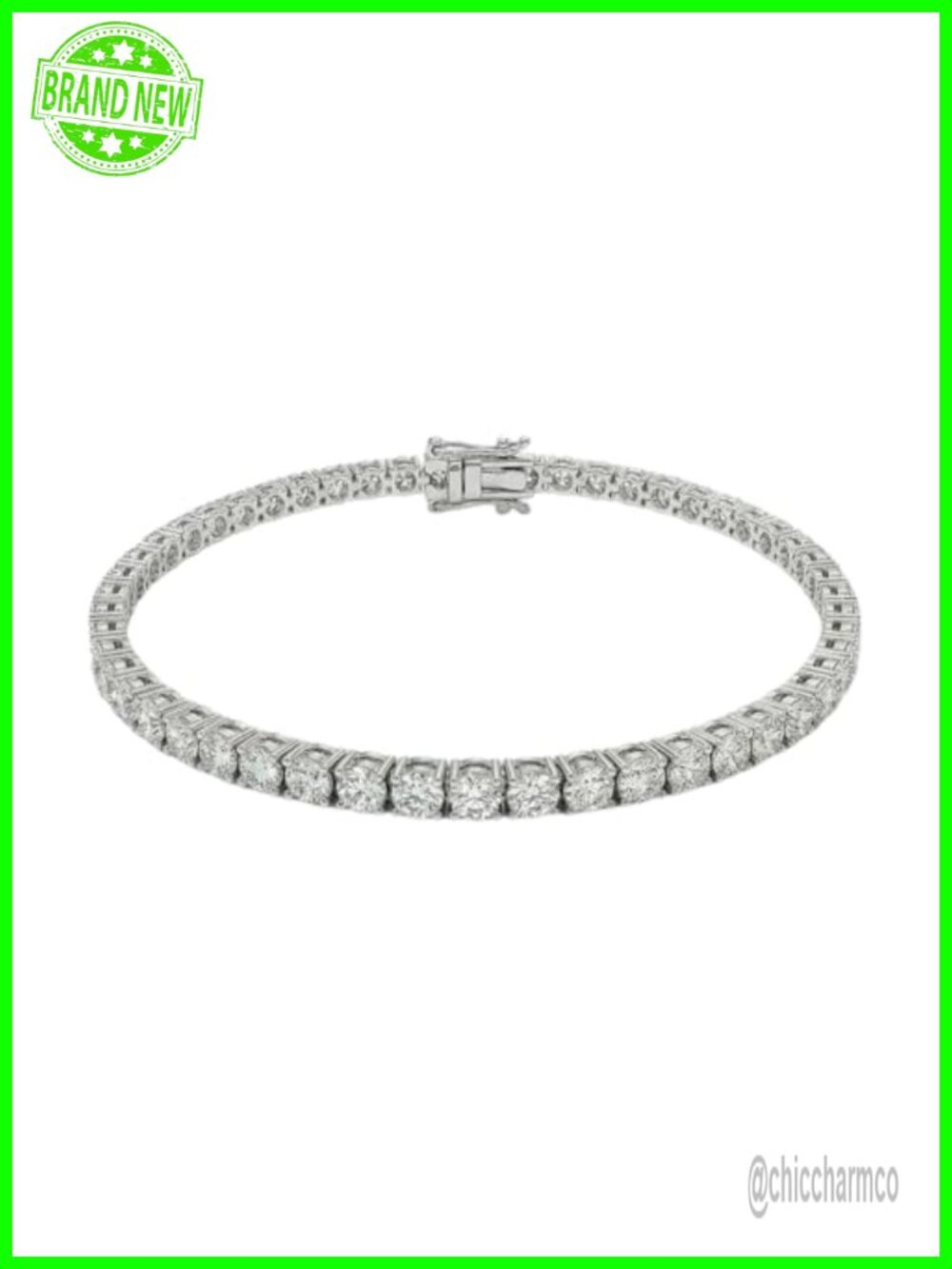 Cubic Zirconia Tennis Bracelet Rhodium Plated 3mm Box Clasp Gift
